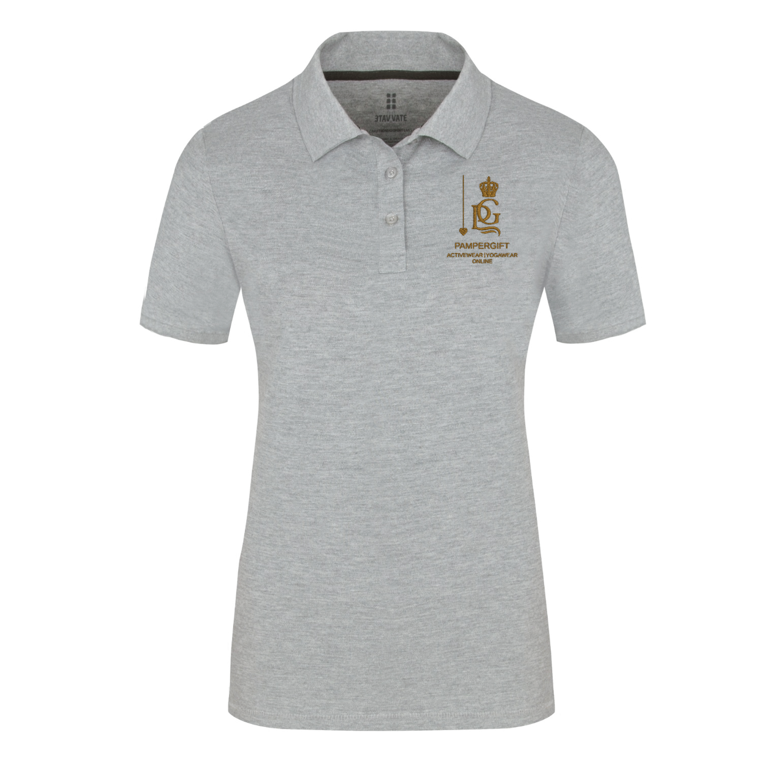 this is a picture of a grey polo shirt