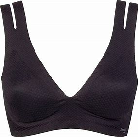 this is a picture of a black bralette top with two should straps