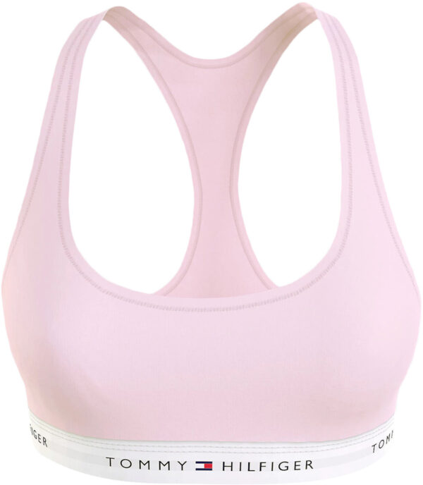 a picture of a pink crop yoga top tommy hilfiger